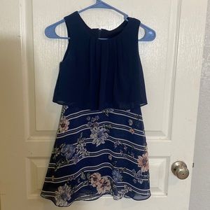 Beautiful little girls sleeveless dress in navy blue